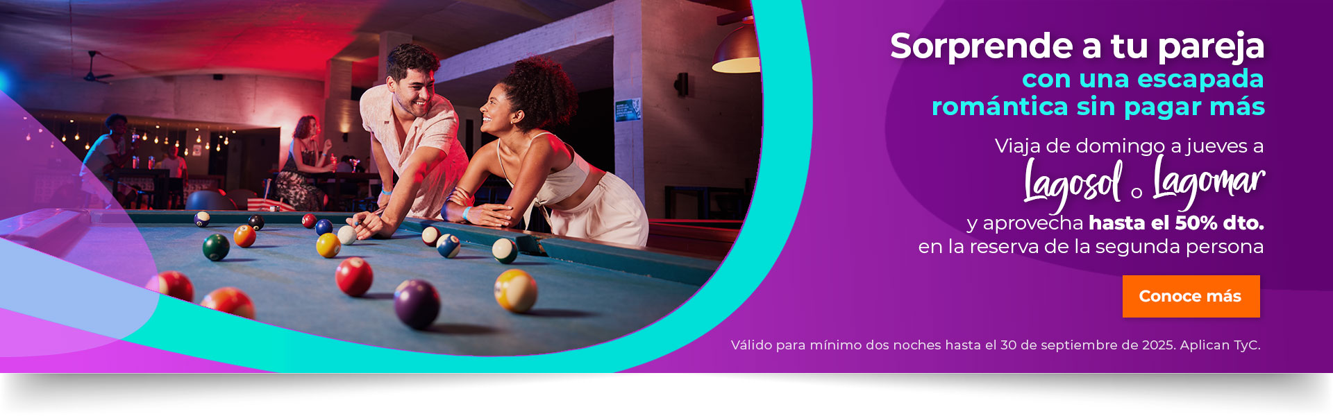 Viaja de domingo a jueves a Lagosol o Lagomar y aprovecha hasta el 50% dto.