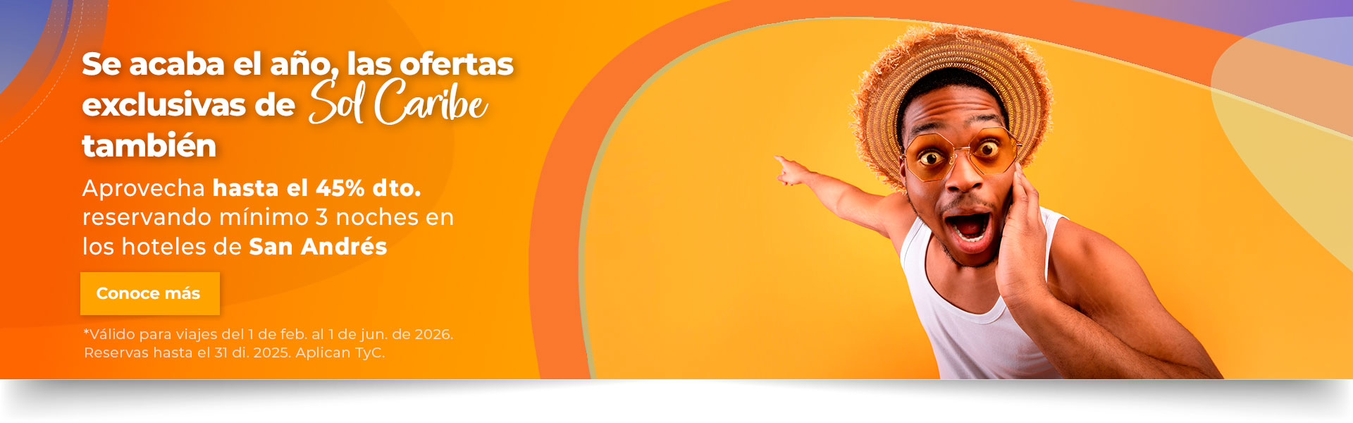 Aprovecha hasta el 45% dto. reservando mínimo 3 noches en los hoteles de San Andrés 